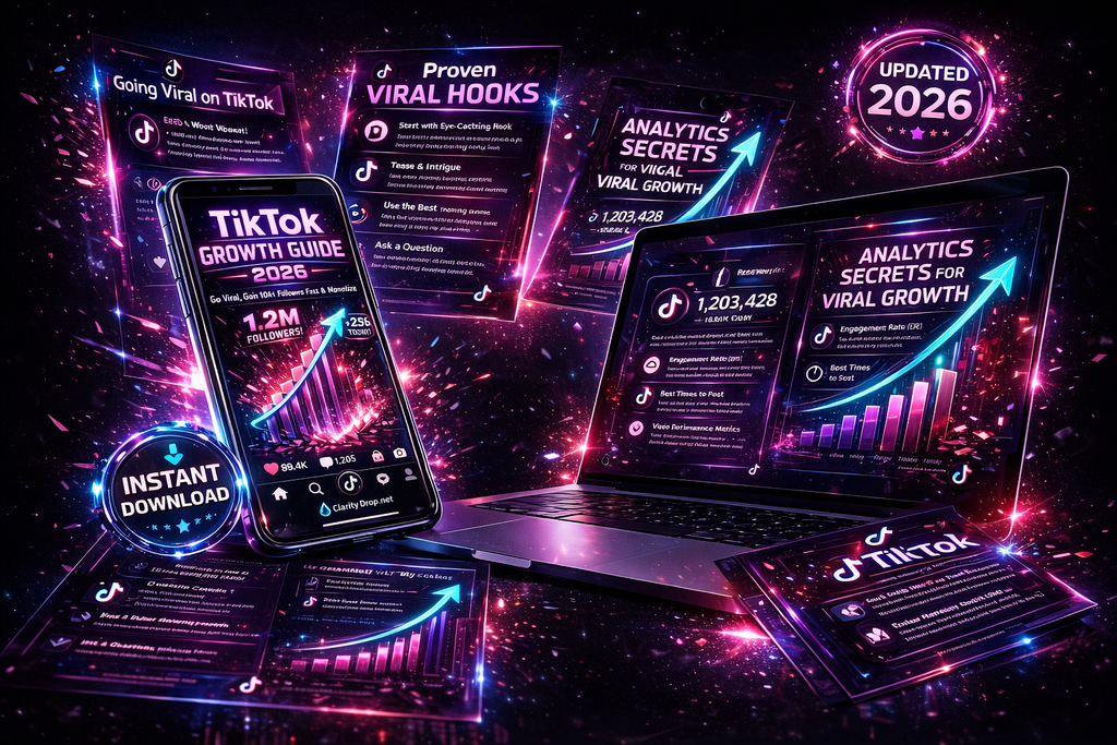 TikTok Growth Guide 2026 + 50+ Viral Hooks Bonus: Go Viral, Gain 10K+ Followers Fast & Monetize (Digital PDF Instant Download)