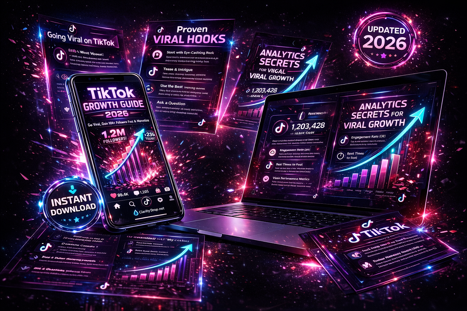 TikTok Growth Guide 2026 + 50+ Viral Hooks Bonus: Go Viral, Gain 10K+ Followers Fast & Monetize (Digital PDF Instant Download)