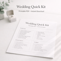 Wedding Quick Kit Printable PDF (Checklist, Budget, Guest List & Timeline)